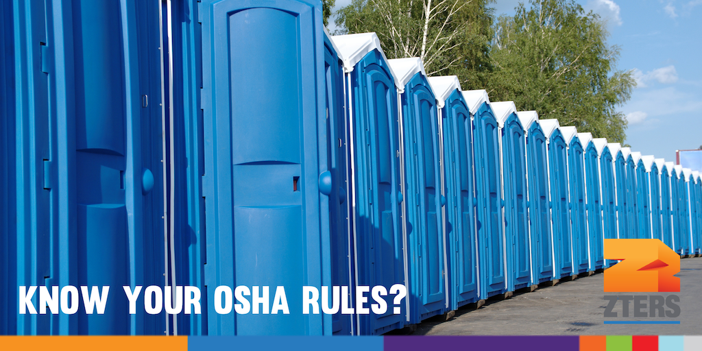 construction portable toilets lined up