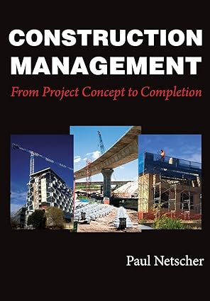 The book cover for "Construction Management: From Project Concept to Completion" By Paul Netscher with thre different images of three different construction sites. One is for a tall residential building, one of a highway, and the last of a storefront.